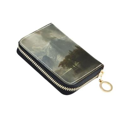 Imagem de Carteira feminina com bloqueio de RFID para cartões de crédito, carteira de couro com zíper e zíper paisagem de Nevada Albert Bierstadt