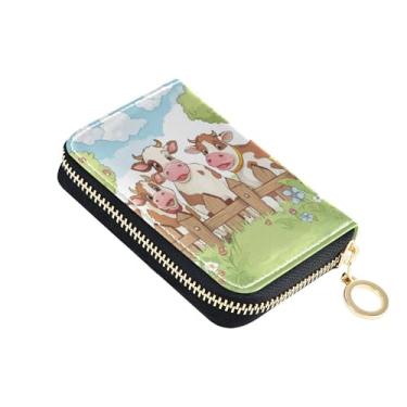 Imagem de Carteira feminina pequena com 9 compartimentos para cartões de crédito e 2 compartimentos para dinheiro, carteira de viagem floral com zíper e chaveiro