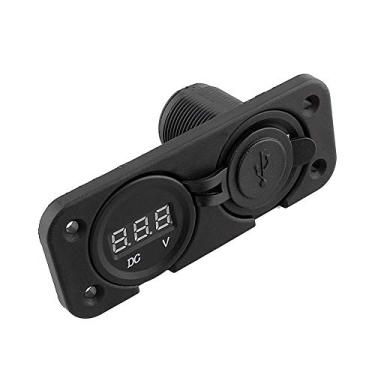 Imagem de Acouto Porta USB Dupla Com Voltímetro Digital para Carro, Barco e Uso Marítimo - Tomada à Prova d'água 12V-24V Com Tampa contra Poeira, GPS de Carregamento Ideal, Telefones Celulares e Dispositivos
