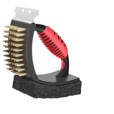 Imagem de Escova de AçO，Limpa Grelha，Limpeza Tripla de Alta EficiêNcia，A Escova Vem Com um Raspador e Uma Esponja，Adequado para Limpar Churrasqueiras e FogõEs(Preto)