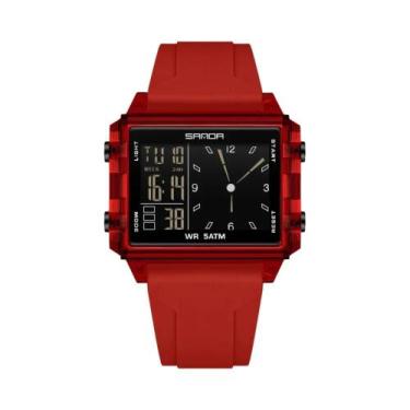Imagem de Relógio Digital Unissex À Prova D'Água Com Mostrador Quadrado SANDA, C