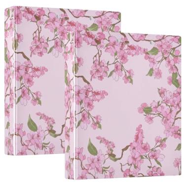 Imagem de Delicados fichários de flores de cerejeira rosa 3 cm comporta 200 folhas fofas pastas de portfólio floral redondo fichário de escritório, 31,5 x 27 x 6 cm, 1 pacote