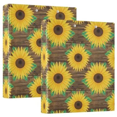 Imagem de Girassóis vibrantes de madeira com 3 argolas de 3,8 cm, comporta 200 folhas, caderno, floral, redondo, fichário de escritório, 31,5 x 27 x 6 cm, 1 pacote