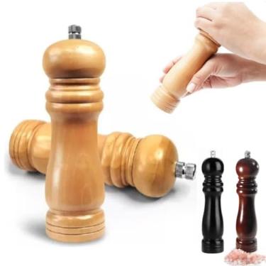 Imagem de Moedor Pimenta Sal Condimento Tempero Grão Manual De Madeira 20 CM GRANDE CHURRASQUEIRA CONDIMENTOS COZINHA LUXO MOER LAMINA CERAMICA (MARROM)