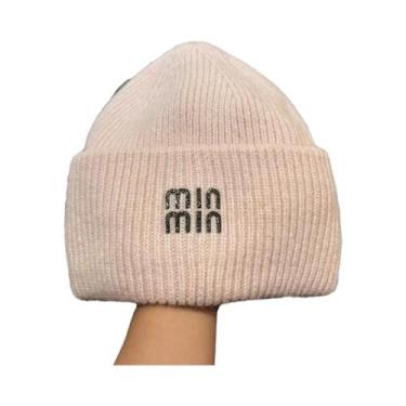 Imagem de Gorro Feminino Quente De Lã Com Strass E Pele De Coelho Genuína  Touca