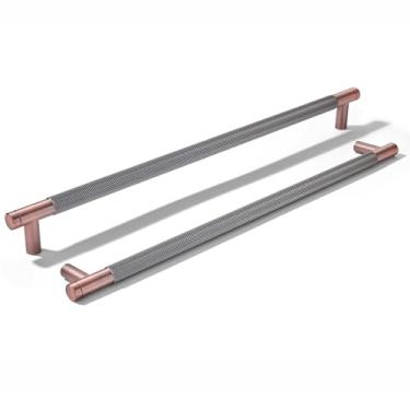 Imagem de khtumeware Pacote com 5 puxadores de alumínio de 305 mm (12 polegadas) puxadores de armário de cobre escovado antigo puxadores de gaveta puxadores de cozinha para armários puxadores de armário