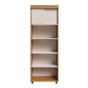 Imagem de Estante Com Portas E RodíZios Organizador Multifuncional Para SecretáRia ArmáRio Com Prateleiras(Cedro/Off White)