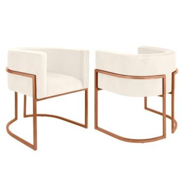 Imagem de Kit 2 Poltronas para Recepção - Conjunto Decorativo para Clínica, Consultório e Sala de Espera, Confortável e Moderno(off white.,dourado)