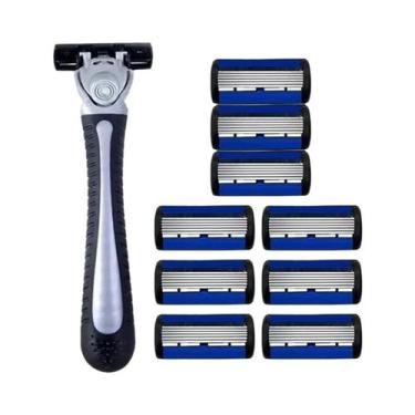 Imagem de Navalha Manual Unissex Com Lâmina De Aço Inoxidável De 6 Camadas, Cabe