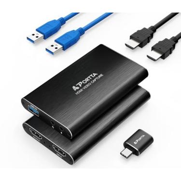 Imagem de Portta Placa de captura de vídeo HDMI, transmita e grave em 1080P60 com latência ultrabaixa, entrada HDMI 4K, saída loop, USB 3.0 para PC, compatível com filmadora/PS4/PS5/Xbox/Nintendo Switch 2/OBS