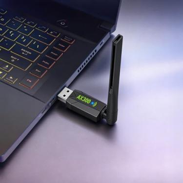Imagem de Adaptador USB WiFi 6 para PC Desktop, com banda de 2,4 GHz, 286 Mbps, antena de alto ganho 5dBi, adaptador de rede sem fio Plug & Play para Windows 10/11/7