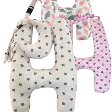 Imagem de Travesseiro de Viagem em Formato H com Almofada de Pescoço – Fibra Siliconada – Infantil e Adulto(CORES MISTA ALEATÓRIA MENINAS)