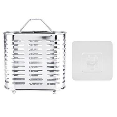 Imagem de Ainoli pauzinhos de aço inoxidável rack de drenagem montado na parede garfos colher oraganizer suporte de armazenamento