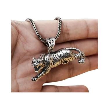 Imagem de Colar Com Pingente De Tigre Em Prata Esterlina 925 Para Homens, Joia M