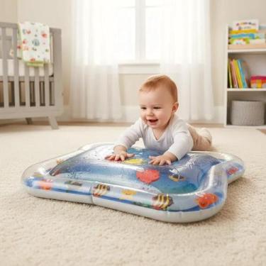 Imagem de Tapete Atividades Inflável Infantil Aquático Azul Brinquedo Sensorial 