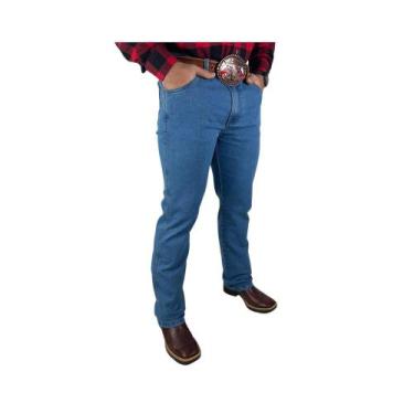 Imagem de Calça Country Masculina Jeans Tradicional Os Boiadeiros Delavê Reta Re