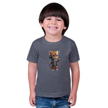 Imagem de Camiseta Masculina Infantil Cat Studio, Cinza escuro, 4
