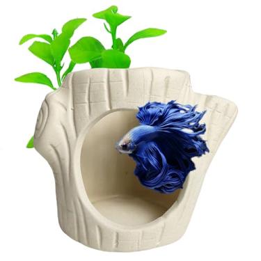 Imagem de SpringSmart Kit de plantas de plástico e caverna de pedra para decoração de aquário, acessórios de aquário Betta para camarão, tartaruga, caranguejo escondido, reprodução, pedra de esconderijo de