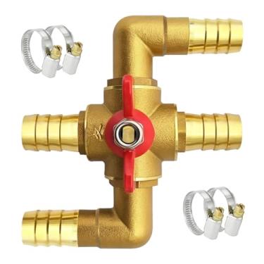 Imagem de weiwei Válvula de controle de aquecedor de latão maciço de 3/10.2 cm, válvula de controle manual de água de aquecimento automático de 4 vias integrada, válvula esférica de desvio do núcleo do