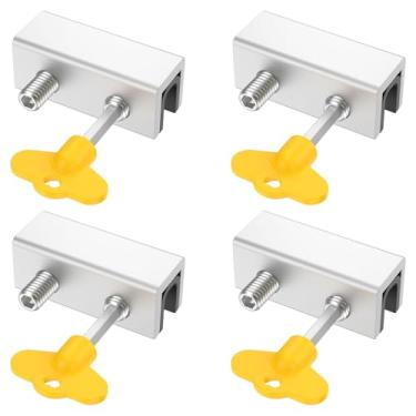 Imagem de 4 conjuntos de fechaduras de janela para janelas deslizantes, fechadura de segurança de janela deslizante com chaves, fechaduras de janela para janelas para cima e para baixo, fechadura de porta