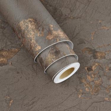 Imagem de Papel de contato de bancada de mármore marrom à prova d'água dourado granito papel de contato papel de parede de mármore descascar e colar envoltório de vinil para móveis de cozinha