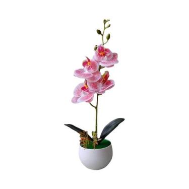 Imagem de Planta De Orquídea Artificial Realista Em Vaso De Plástico Para Decora