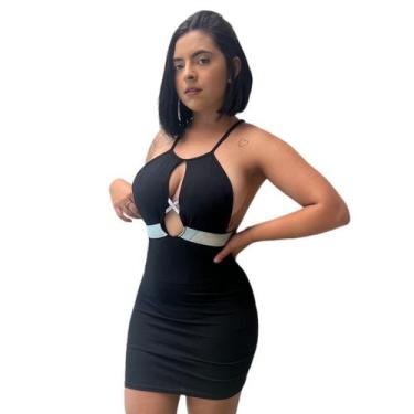Imagem de Vestido Colado Regata Santo Pegado Balada Festa, Preto, P