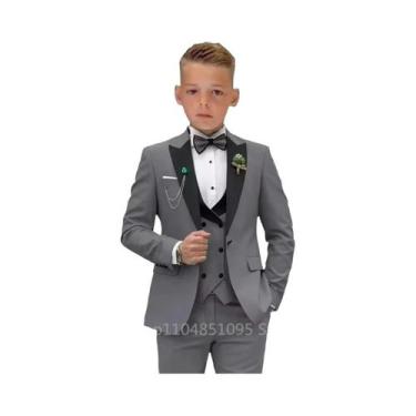Imagem de Terno Slim Fit Infantil Verde Matcha De 3 Peças Com Lapela Pontuda, Ja