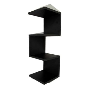 Imagem de Prateleira de Canto 3D com Nichos | Estante Suspensa para Livros e Decoração | Organizador de Parede(PRETO)