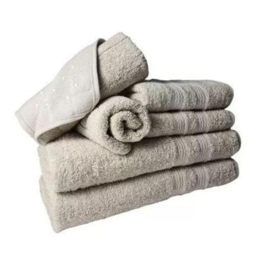 Imagem de Jogo Toalhas 2 Banhos 2 Rostos 2 Pisos Grande Grossa Bege