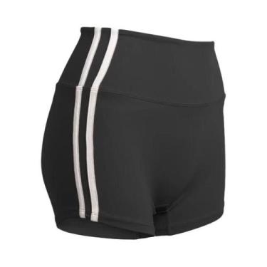 Imagem de Shorts De Ciclismo Femininos Pretos Com Listras Contrastantes Lateral 