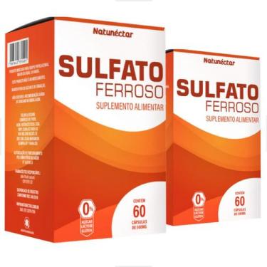 Imagem de Kit 2 Potes Sulfato Ferroso Suplemento Alimentar Natural Vitamina Ferr