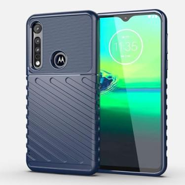 Imagem de Capa para Moto G8 Play Capa,case com escudo resistente,Macio antiderrapante,anti-óleo,Proteção total de capa de telefone -Blue