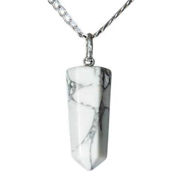 Imagem de Colar Pontinha Howlita Natural Pino e Presilha Prata 950 - CristaisdeC