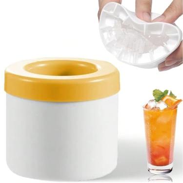 Imagem de 1 pacote com molde cilíndrico para cubos de gelo, balde de gelo de silicone, máquina de cubos de gelo portátil, copo de gelo de fácil liberação (amarelo)