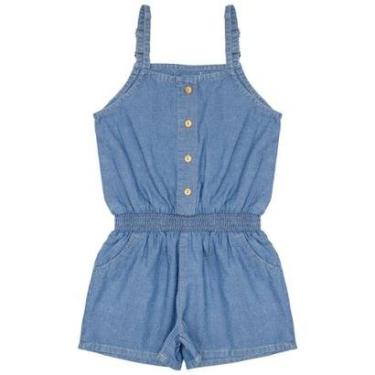 Imagem de Macacão Infantil Look Jeans Curto Jeans - UNICA - 03-Feminino