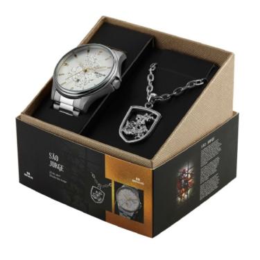 Imagem de Kit Relógio Seculus Masculino São Jorge 44009G0SKNA2K1