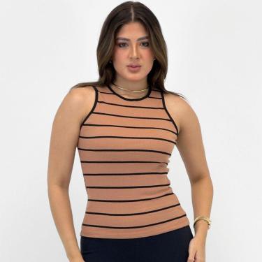Imagem de Blusa Malwee Regata Gola Redonda Listrada Feminina-Feminino