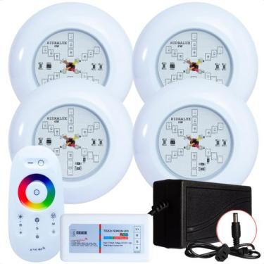 Imagem de Kit 4 Refletores Led 6w RGB ABS e Comando para Iluminação Piscina - Hi