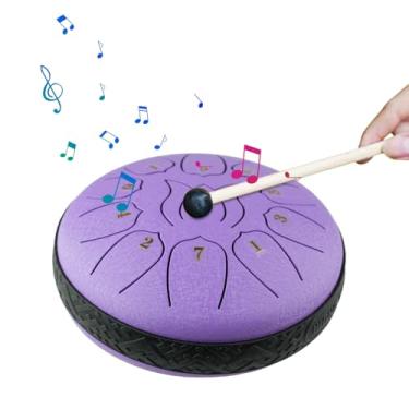 Imagem de Walmeck Tambor de Língua de Aço 6 Polegada Portátil 11 Notas Instrumento Percussão para Meditação Yoga Iniciantes Majores Tambor Mão Aço Roxo (Roxa)