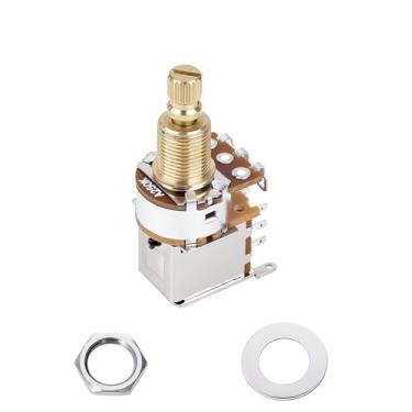 Imagem de Banworks Potenciômetros de pressão para guitarra Full Brass A250K Imperial 18 estrias com eixo longo dividido de 18 mm (comprimento de 18 mm) Potenciômetros cônicos de áudio para Fender Strat/Tele