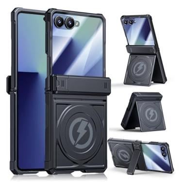 Imagem de LEIAU Capa magnética para Samsung Z-Flip-7: capa protetora de telefone de grau militar de corpo inteiro [compatível com Magsafe] [suporte duplo] Capa resistente para Galaxy Z Flip 7 5G (2025) preta
