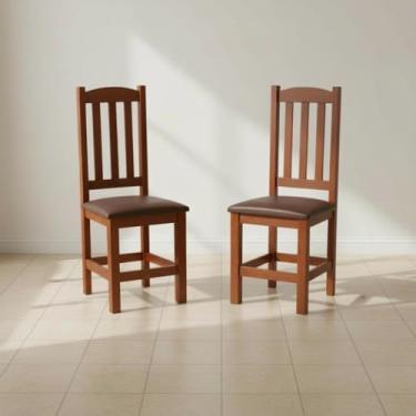Imagem de Kit com 2 Cadeiras De Jantar Estofadas Madeira Maciça Castanho Diamante Repleta