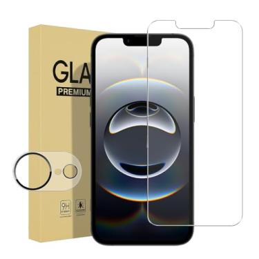 Imagem de Pacote com 1 protetor de tela para iPhone 16e de 6,1 polegadas com 1 protetor de lente de câmera, kit de instalação fácil de vidro temperado 9H + compatível com capas