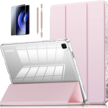 Imagem de Compatível Capa de Tablet para Samsung Galaxy Tab S6 Lite 10.4", Função de Ativação/Repouso Automático e Modo de Leitura, Inclui Caneta Stylus Absorvente e Adesivo Coletor de Poeira (Rosa)