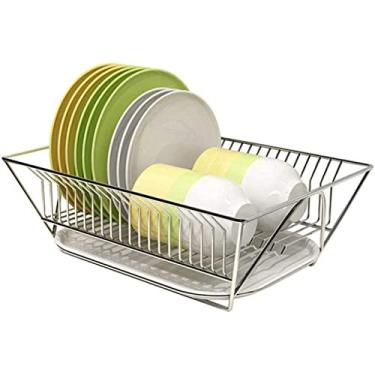 Imagem de Escorredor de pratos para cesto sujo escorredor de pratos de cozinha de aço inoxidável para secar utensílios de mesa escorredor de drenagem