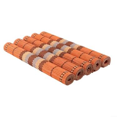 Imagem de 5 peças de jogo americano de mesa com nervuras 45 x 30 cm, laváveis e resistentes ao calor, antiderrapantes, para cozinha, pátio, churrasco, festas, decoração de mesa