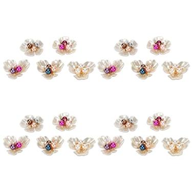 Imagem de SIWOTED 20 peças artesanato enfeites de decoração de pérolas falsas lindas jóias fazendo roupas flores planas de pérolas falsas 38 mm