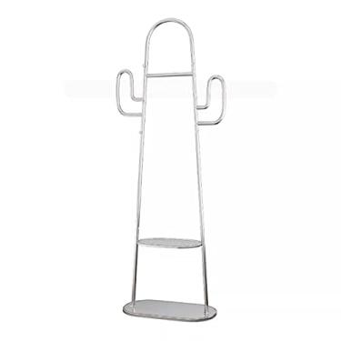 Imagem de Suporte para chapéu, cacto, verde, chão, simples, criativo, loja, expositor, quarto, pendurar roupas, cabideiro, corredor, árvore, (prata)