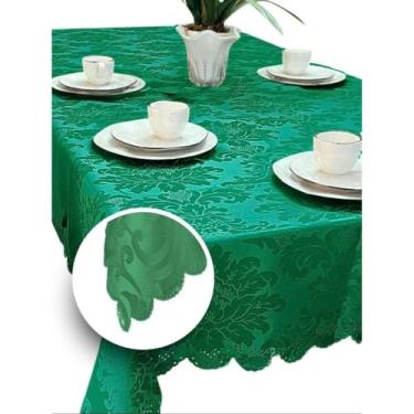 Imagem de Toalhas de mesa decorativas com estampado Jacquard - Disponíveis em modelos para 4/6/8/10/12/14 pessoas, adequadas tanto para uso doméstico como para eventos. (2,00 METROS (6 LUGARES),VERDE BANDEIRA)